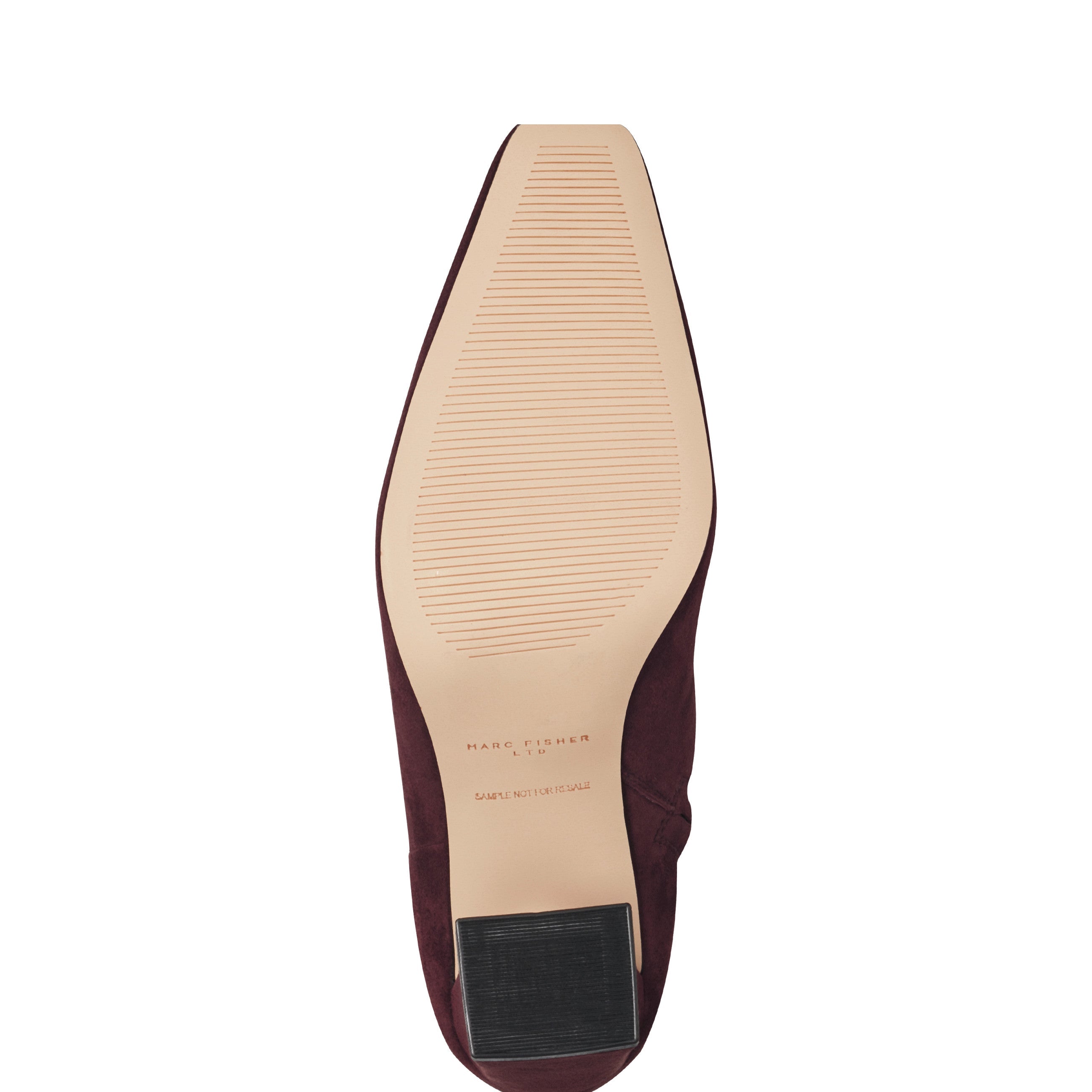 Novella Block Heel Leather Ankle Bootie - Dark Red Suede / Marc Fisher For Sale