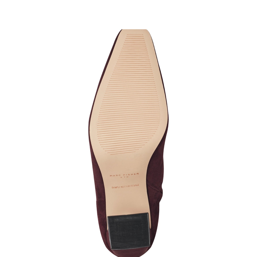 Novella Block Heel Leather Ankle Bootie - Dark Red Suede / Marc Fisher For Sale