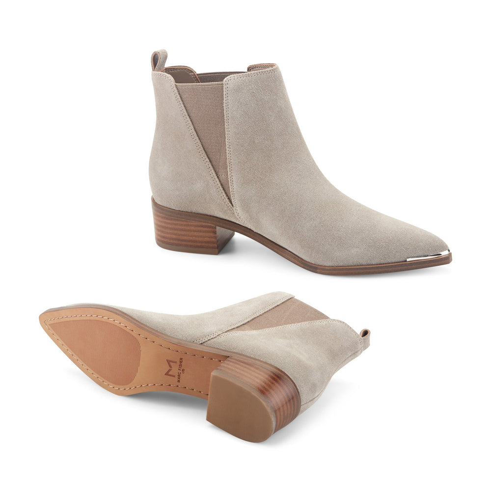 Yale Pointy Toe Chelsea Leather Bootie - Taupe Suede / Marc Fisher Sale