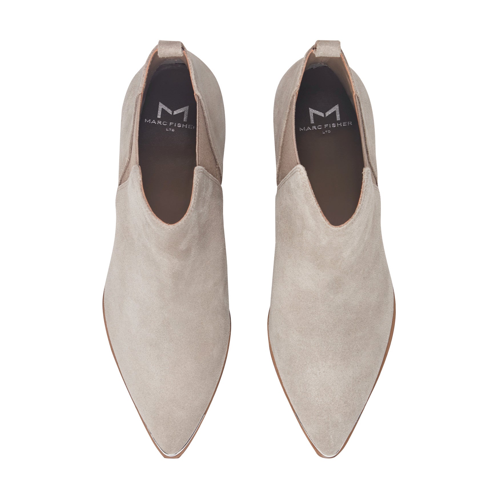 Yale Pointy Toe Chelsea Leather Bootie - Taupe Suede / Marc Fisher Sale