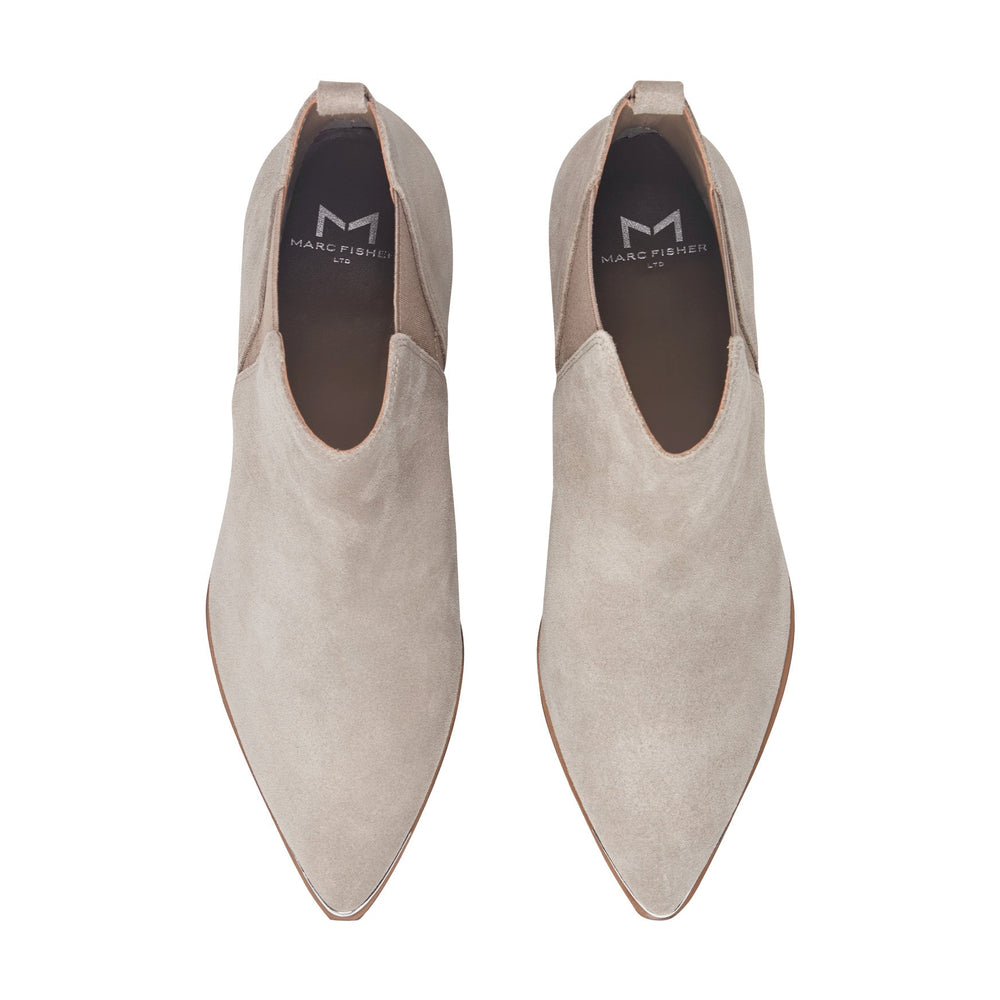 Yale Pointy Toe Chelsea Leather Bootie - Taupe Suede / Marc Fisher Sale