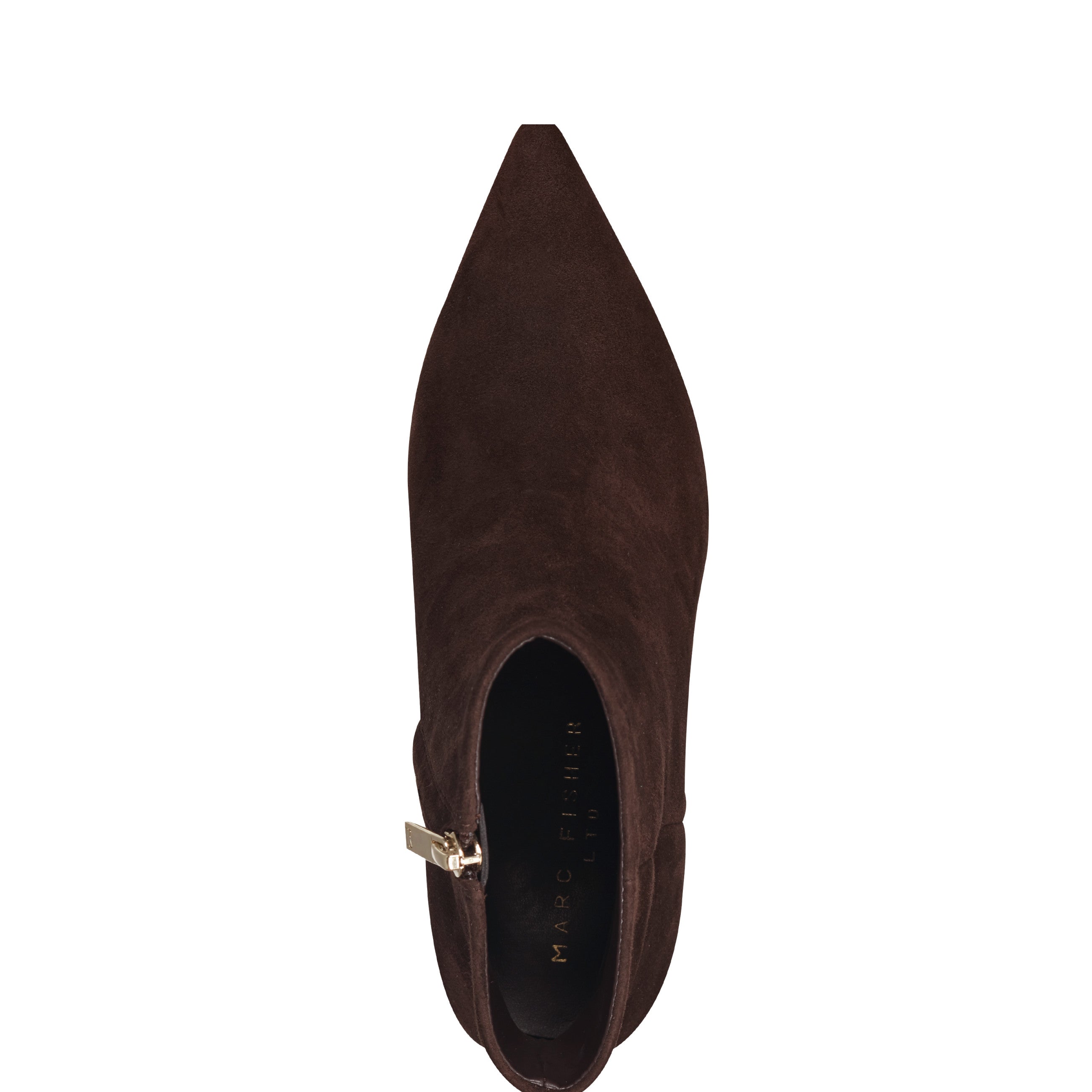 Alfie Block Heel Leather Ankle Bootie - Dark Brown Suede / Marc Fisher Outlet