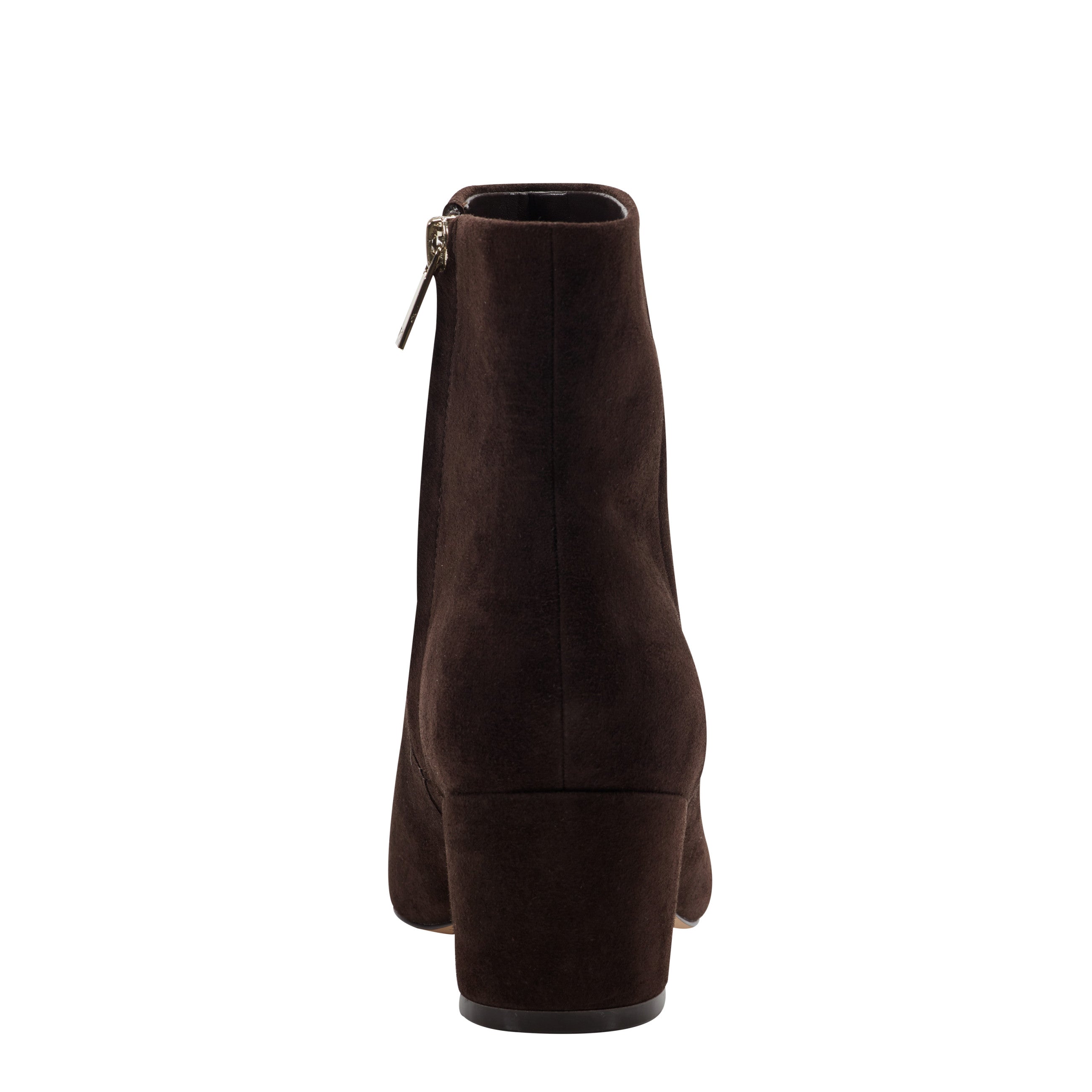 Alfie Block Heel Leather Ankle Bootie - Dark Brown Suede / Marc Fisher Outlet