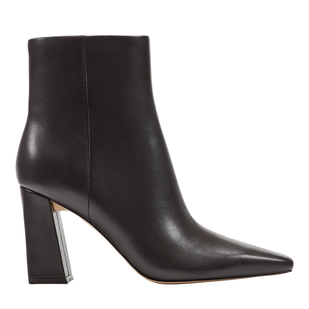 Novella Block Heel Leather Ankle Bootie - Dark Brown Leather / Marc Fisher On Sale