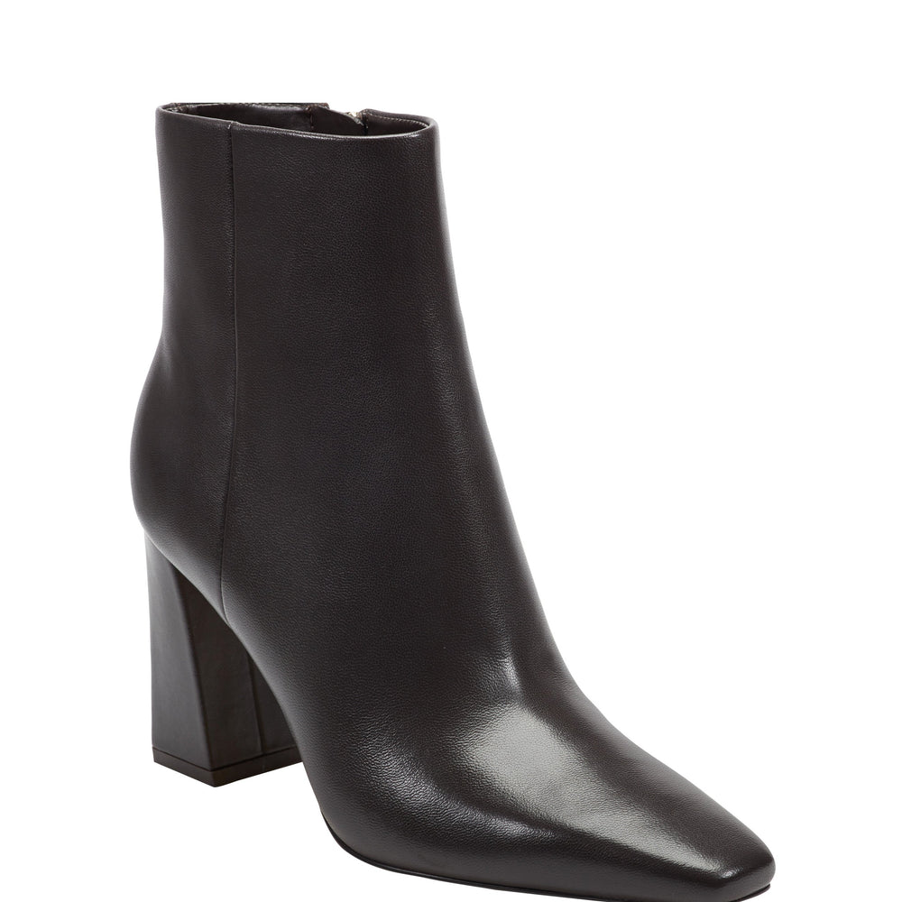 Novella Block Heel Leather Ankle Bootie - Dark Brown Leather / Marc Fisher On Sale
