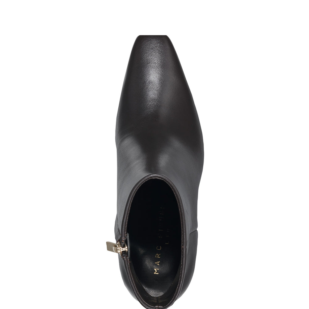 Novella Block Heel Leather Ankle Bootie - Dark Brown Leather / Marc Fisher On Sale