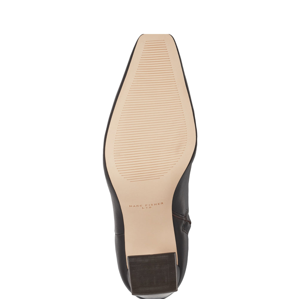 Novella Block Heel Leather Ankle Bootie - Dark Brown Leather / Marc Fisher On Sale