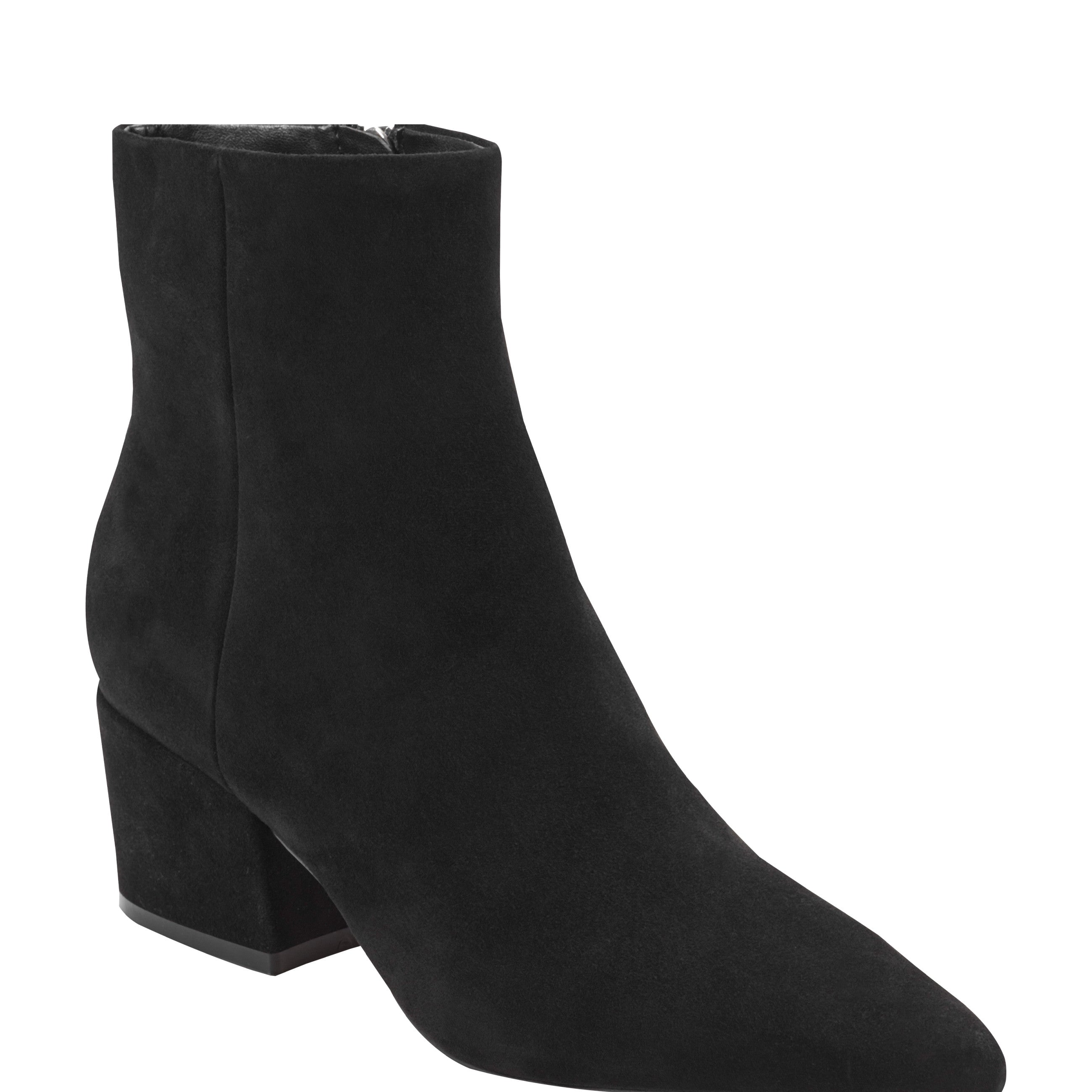 Alfie Block Heel Leather Ankle Bootie - Black Suede / Marc Fisher Discount