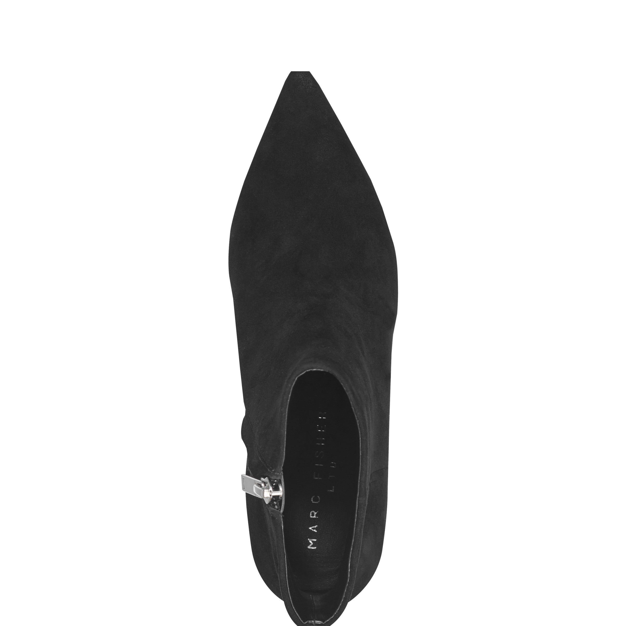 Alfie Block Heel Leather Ankle Bootie - Black Suede / Marc Fisher Discount