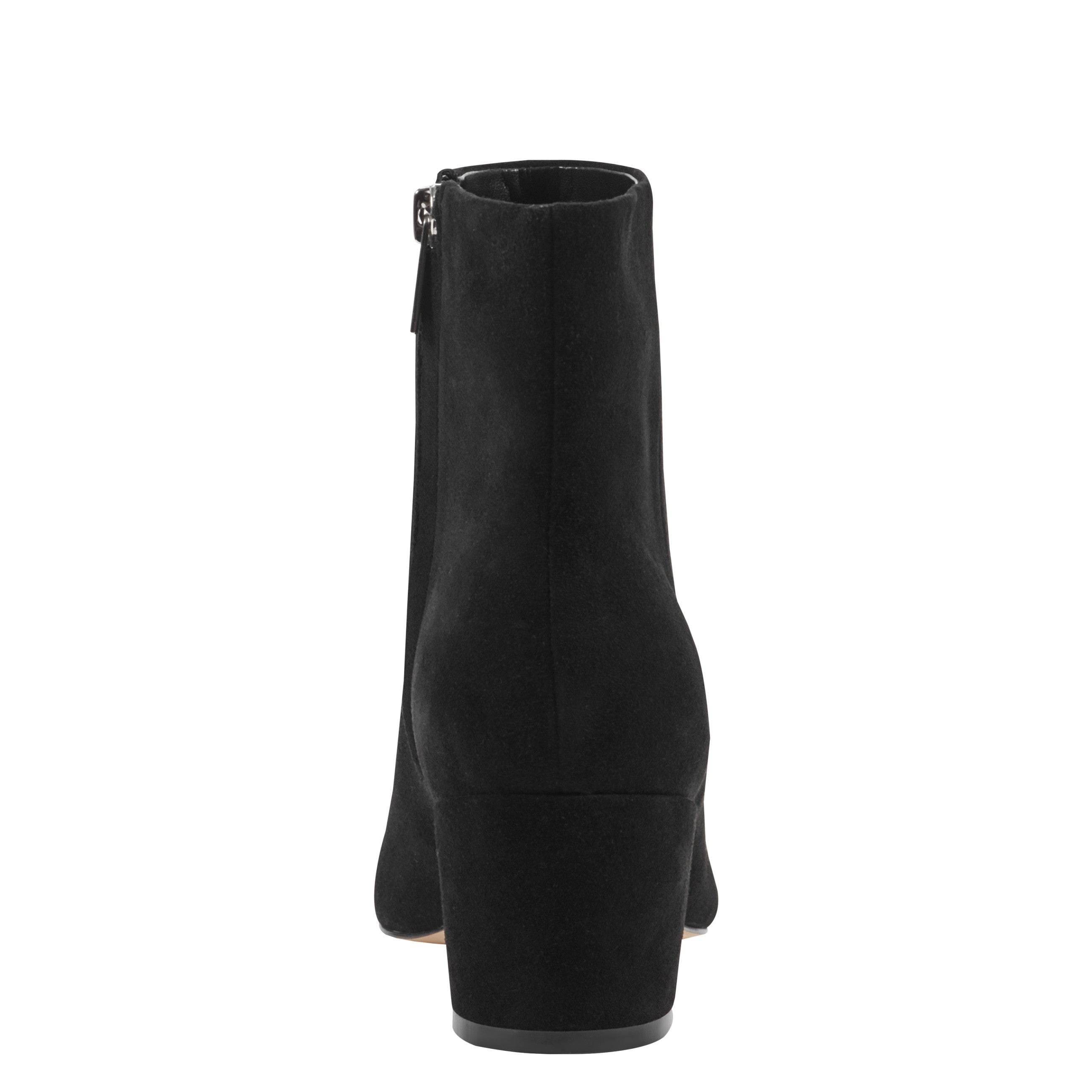 Alfie Block Heel Leather Ankle Bootie - Black Suede / Marc Fisher Discount