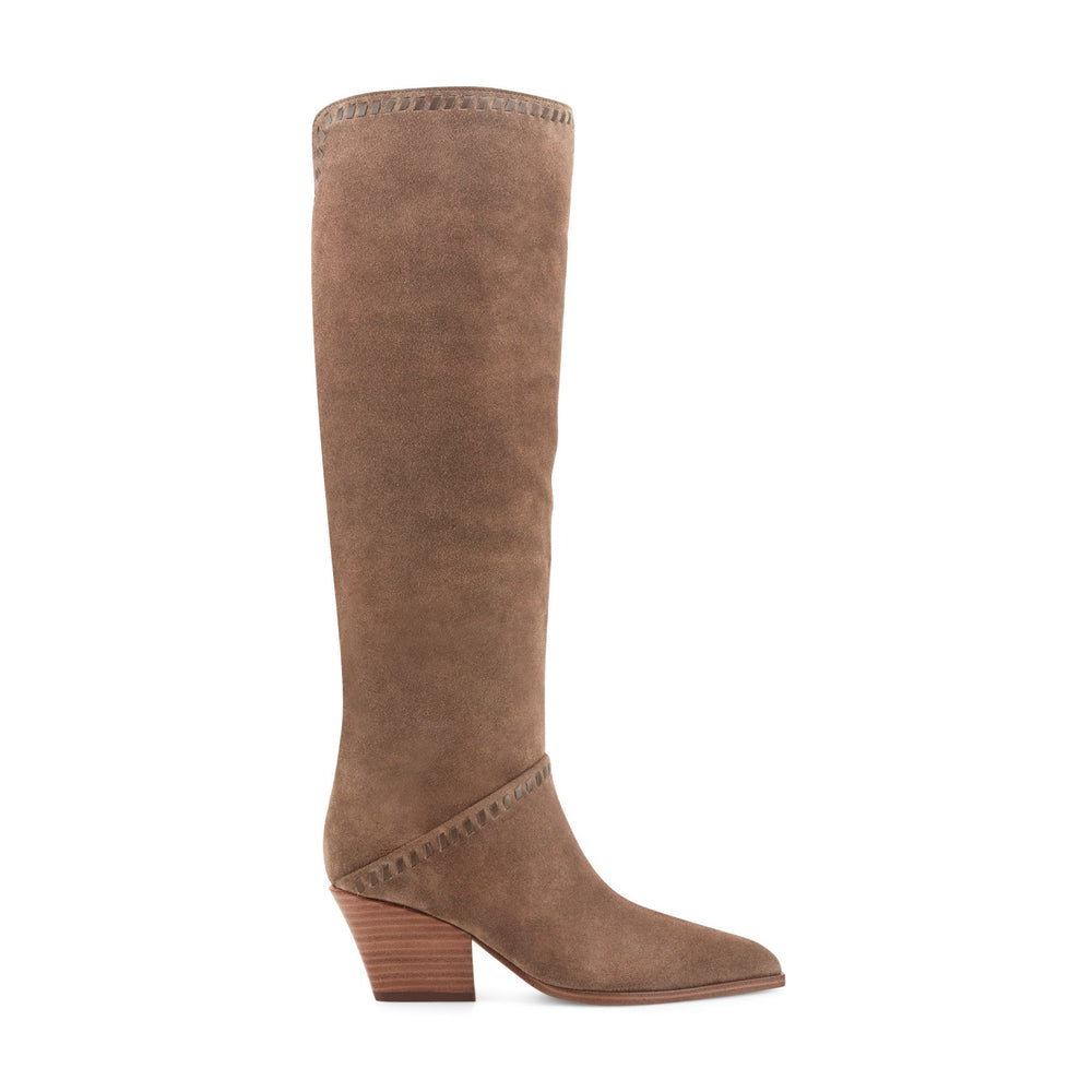Tayla Block Heel Leather Boot - Light Brown Suede / Marc Fisher For Sale