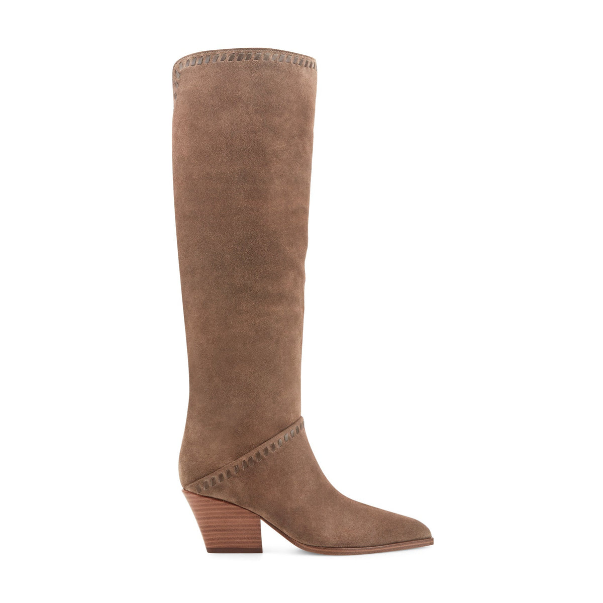 Tayla Block Heel Leather Boot - Light Brown Suede / Marc Fisher For Sale