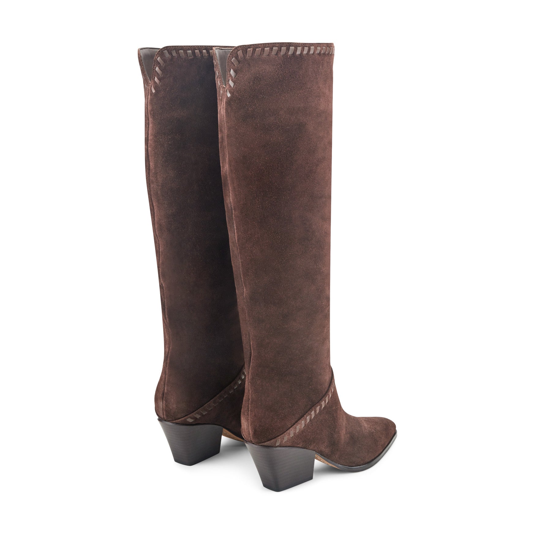 Tayla Block Heel Leather Boot - Dark Brown Suede / Marc Fisher Sale