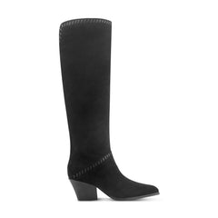 Tayla Block Heel Leather Boot - Black Suede / Marc Fisher Outlet