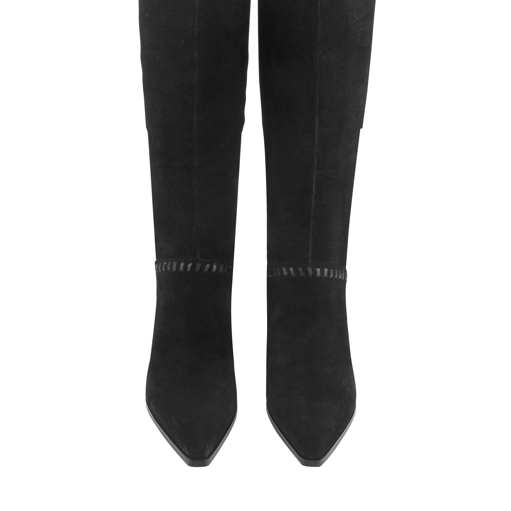 Tayla Block Heel Leather Boot - Black Suede / Marc Fisher Outlet