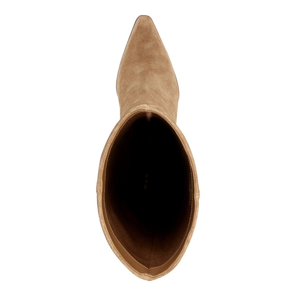 Tarrie Block Heel Leather Boot - Natural Suede / Marc Fisher On Sale