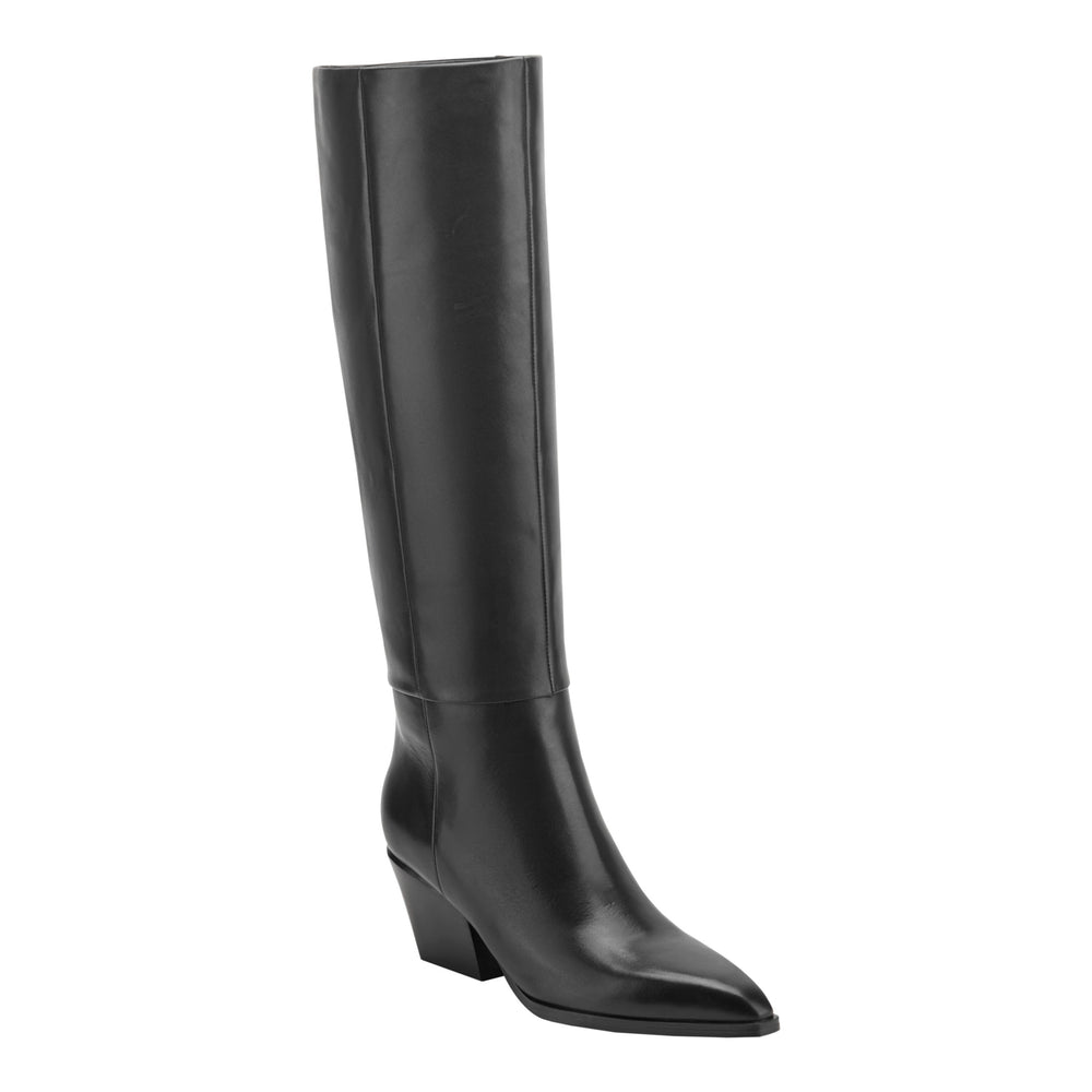 Tarrie Block Heel Leather Boot - Black Leather / Marc Fisher Online