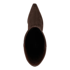 Tarrie Block Heel Leather Boot - Dark Brown Suede / Marc Fisher For Sale