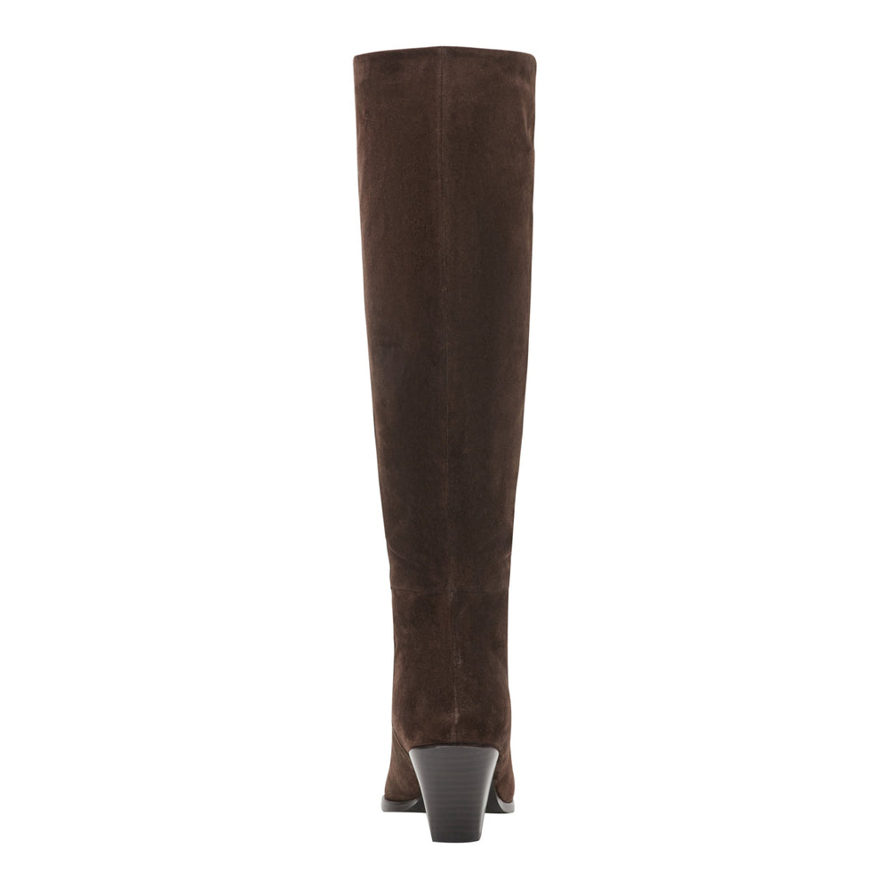 Tarrie Block Heel Leather Boot - Dark Brown Suede / Marc Fisher For Sale