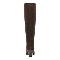 Tarrie Block Heel Leather Boot - Dark Brown Suede / Marc Fisher For Sale