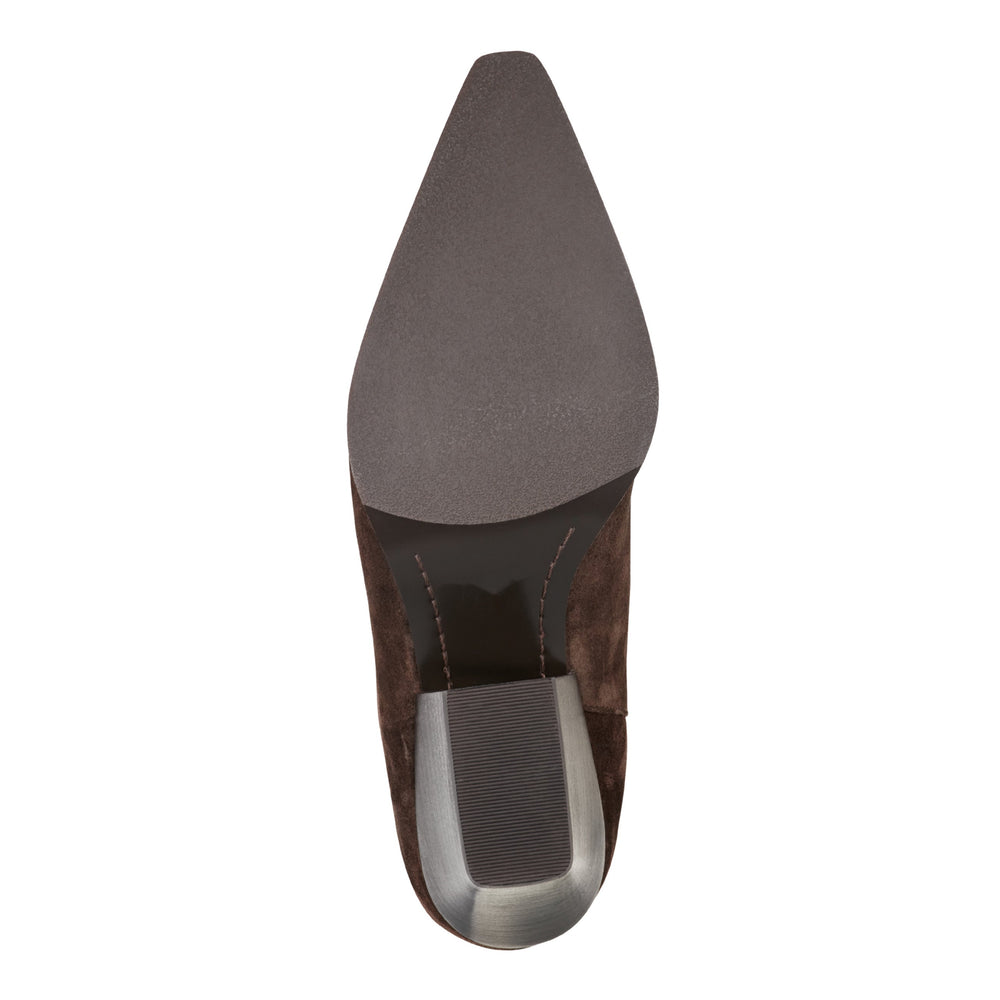 Tarrie Block Heel Leather Boot - Dark Brown Suede / Marc Fisher For Sale