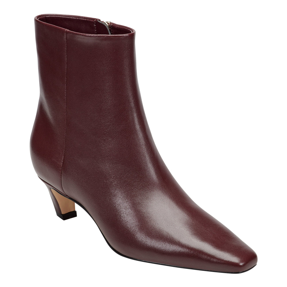 Danai Kitten Heel Leather Ankle Bootie - Dark Red Leather / Marc Fisher US