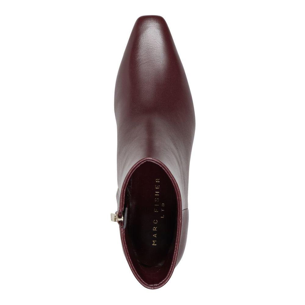 Danai Kitten Heel Leather Ankle Bootie - Dark Red Leather / Marc Fisher US
