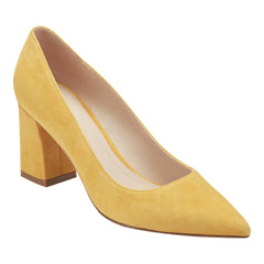 Zala Block Heel Pointy Toe Pump - Yellow Suede / Marc Fisher For Sale