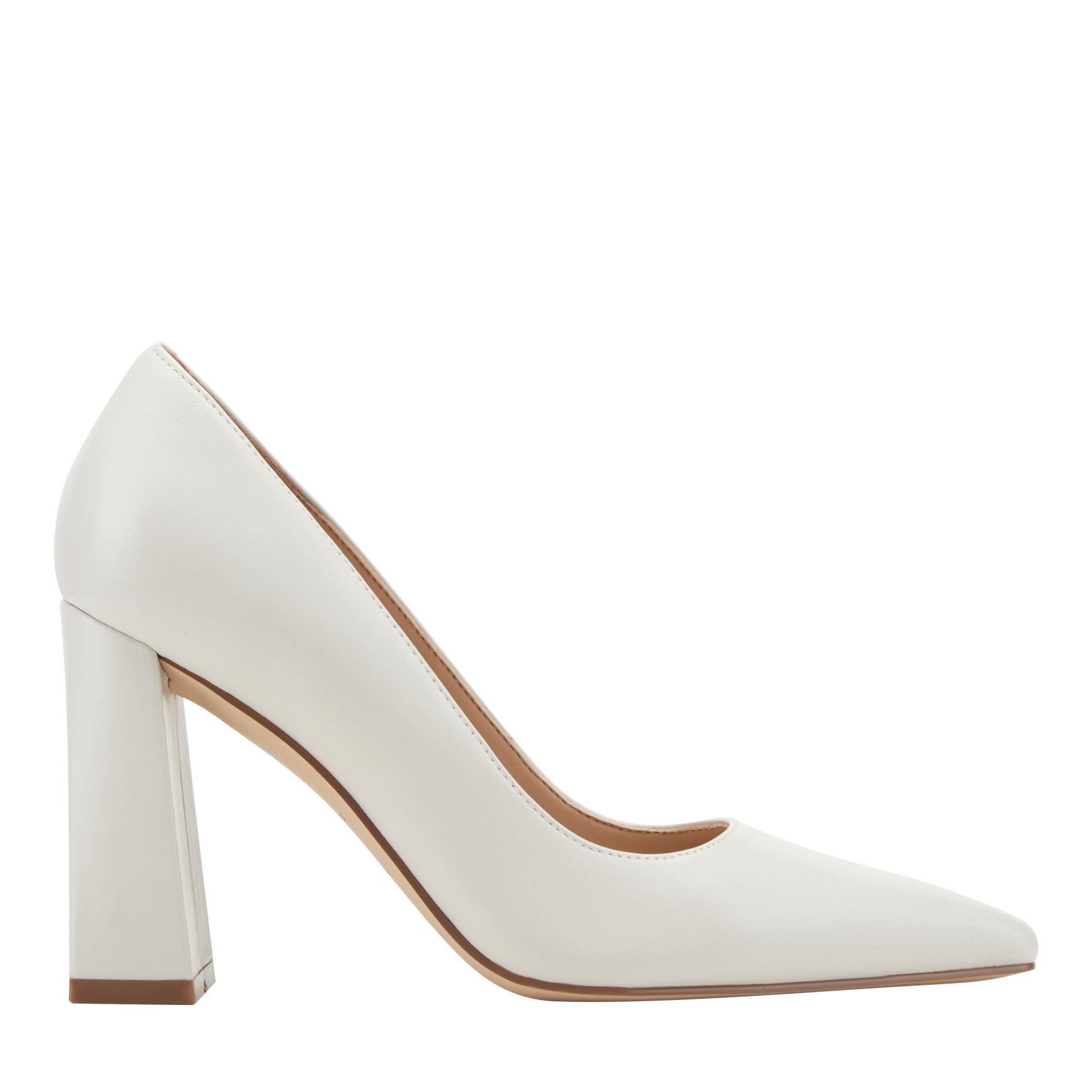 Minny Leather Block Heel Pump - Ivory Leather / Marc Fisher Sale