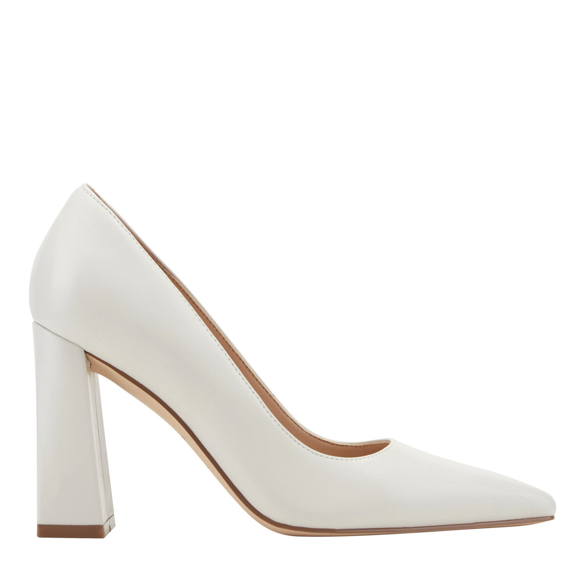 Minny Leather Block Heel Pump - Ivory Leather / Marc Fisher Sale
