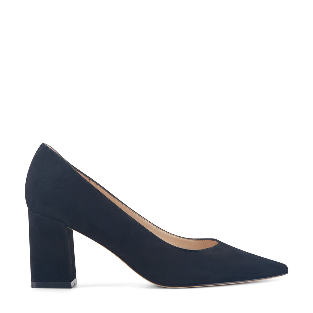 Zala Block Heel Pointy Toe Pump - Black Suede / Marc Fisher Outlet