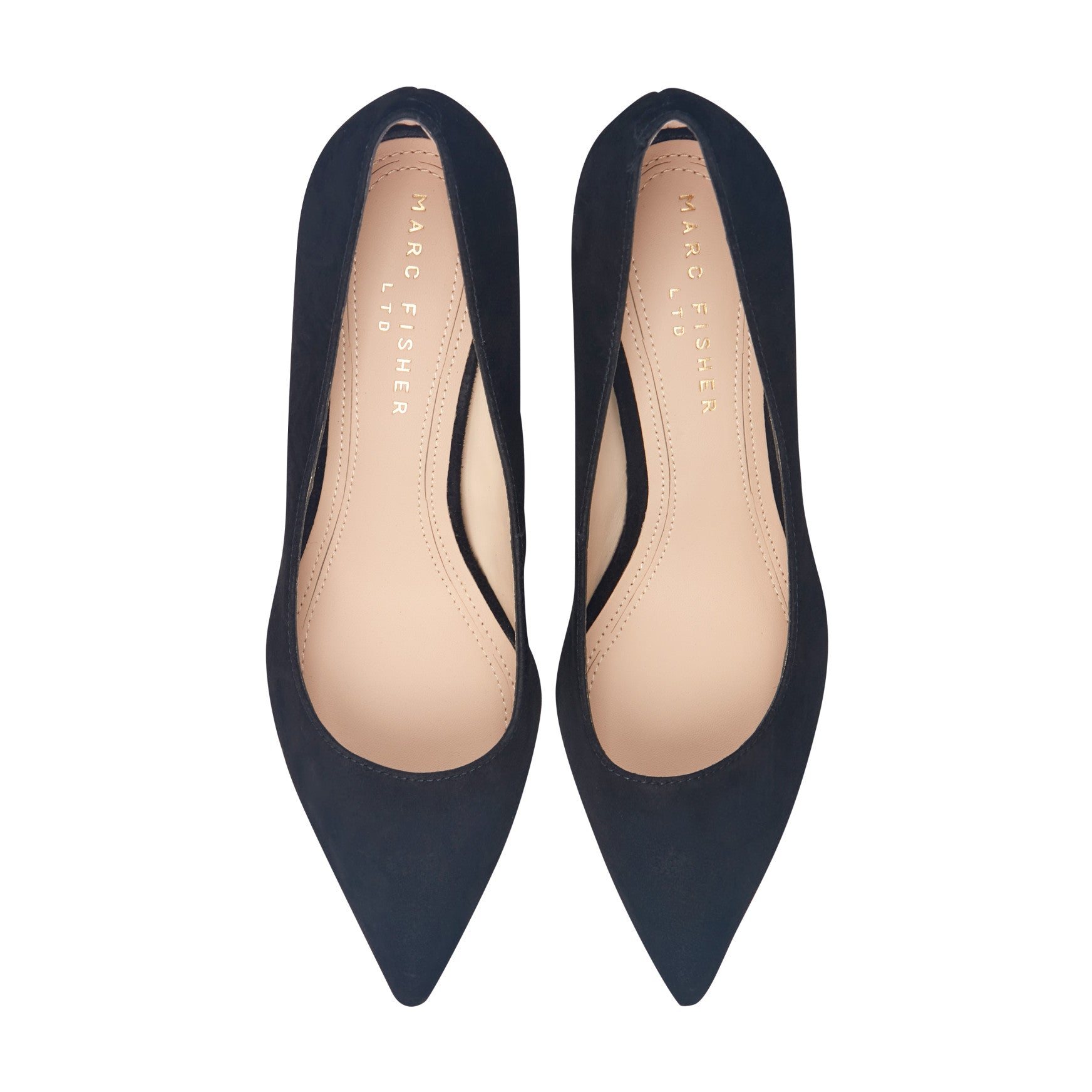 Zala Block Heel Pointy Toe Pump - Black Suede / Marc Fisher Outlet