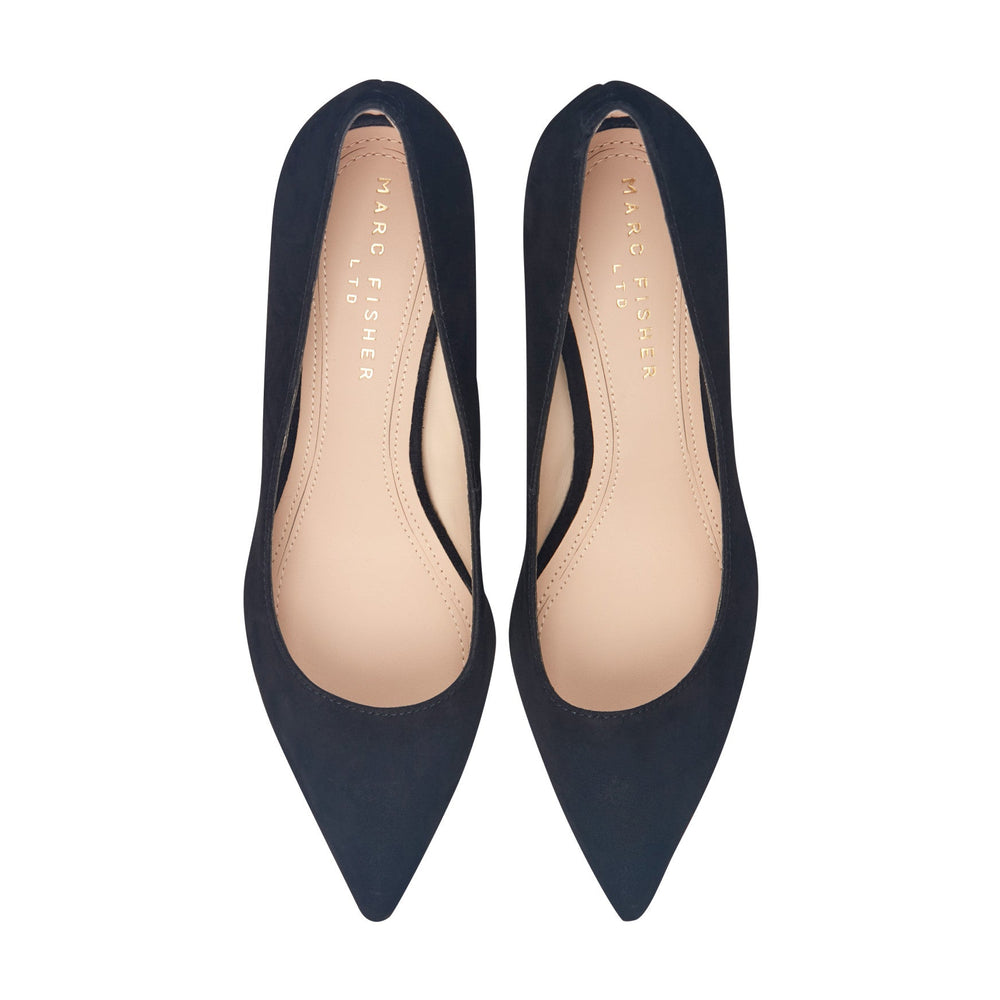 Zala Block Heel Pointy Toe Pump - Black Suede / Marc Fisher Outlet
