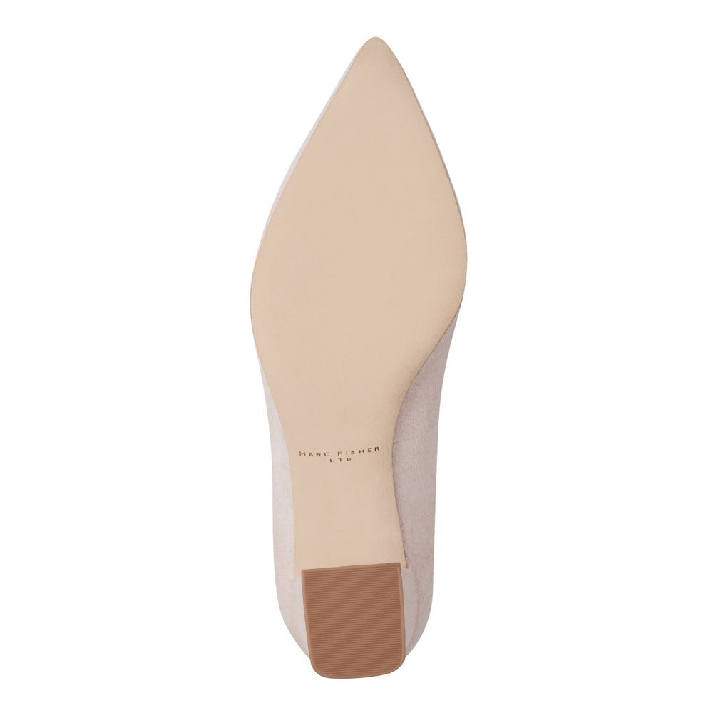 Zala Block Heel Pointy Toe Pump - Light Pink Suede / Marc Fisher US