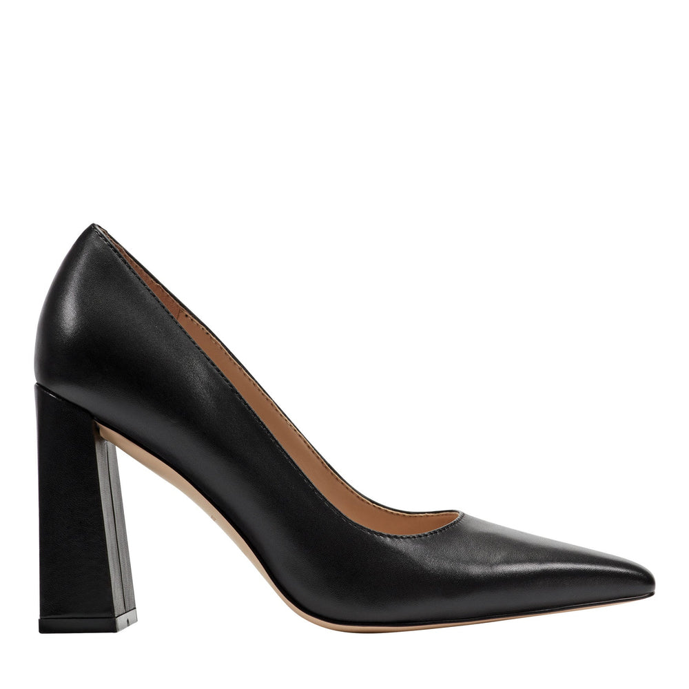 Minny Leather Block Heel Pump - Black Leather / Marc Fisher On Sale