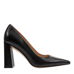 Minny Leather Block Heel Pump - Black Leather / Marc Fisher On Sale
