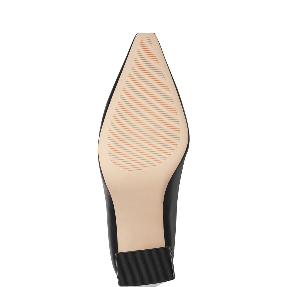 Minny Leather Block Heel Pump - Black Leather / Marc Fisher On Sale