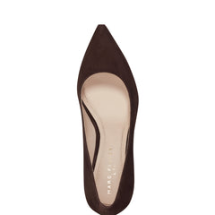 Zala Block Heel Pointy Toe Pump - Dark Brown Suede / Marc Fisher Discount