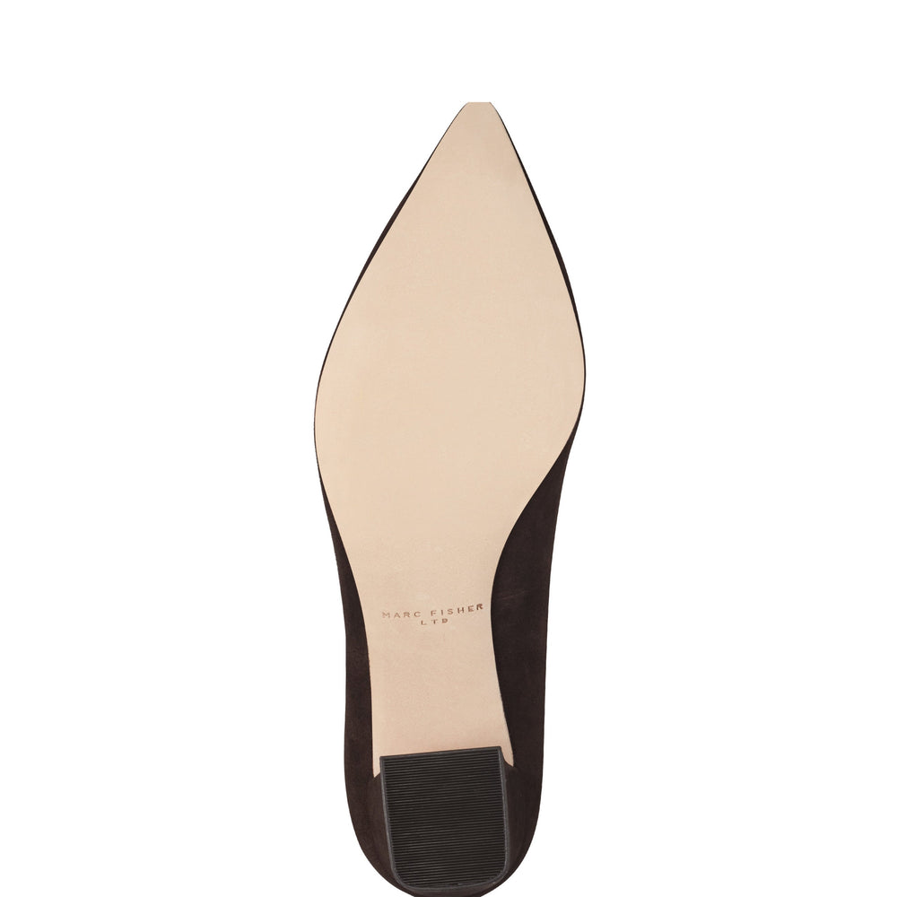 Zala Block Heel Pointy Toe Pump - Dark Brown Suede / Marc Fisher Discount
