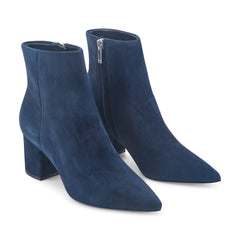 Jarli Pointy Leather Ankle Bootie - Navy Suede / Marc Fisher Online