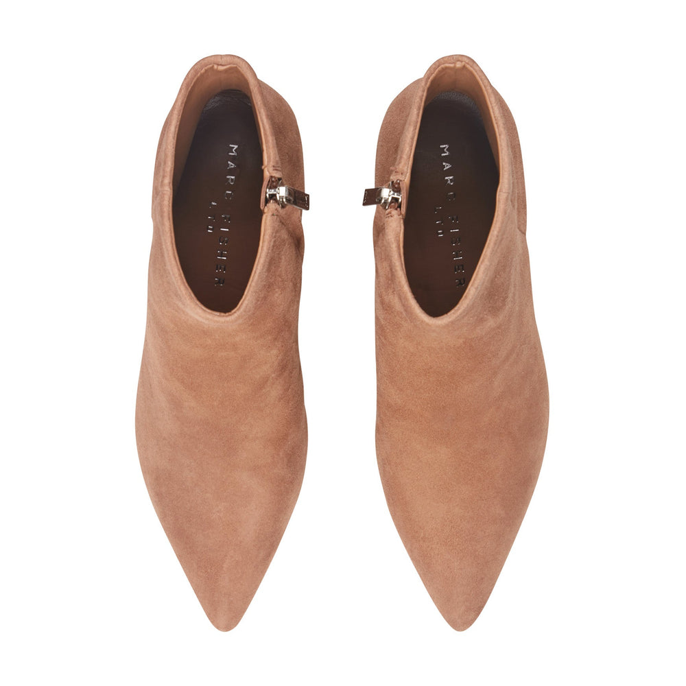 Jarli Pointy Leather Ankle Bootie - Brown Suede / Marc Fisher For Sale
