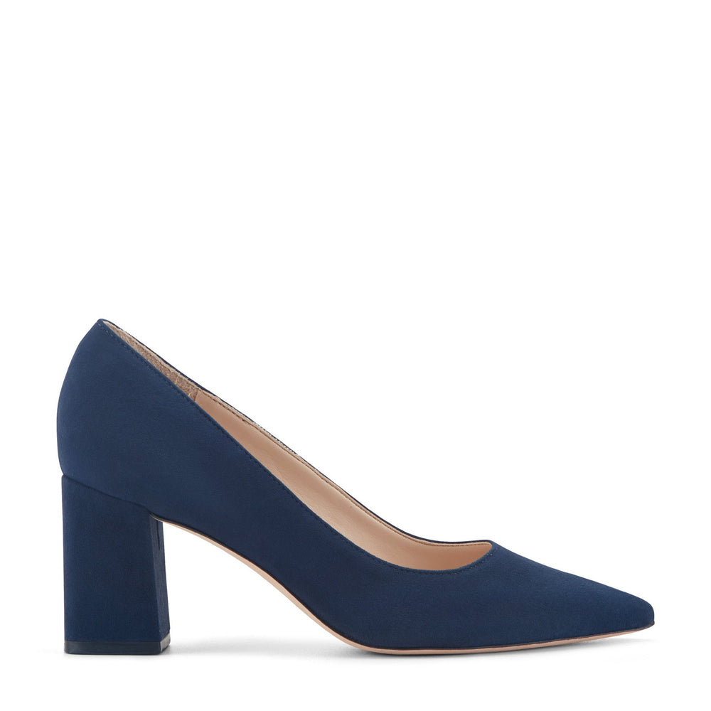 Zala Block Heel Pointy Toe Pump - NAVY SUEDE / Marc Fisher Sale