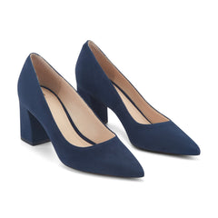 Zala Block Heel Pointy Toe Pump - NAVY SUEDE / Marc Fisher Sale