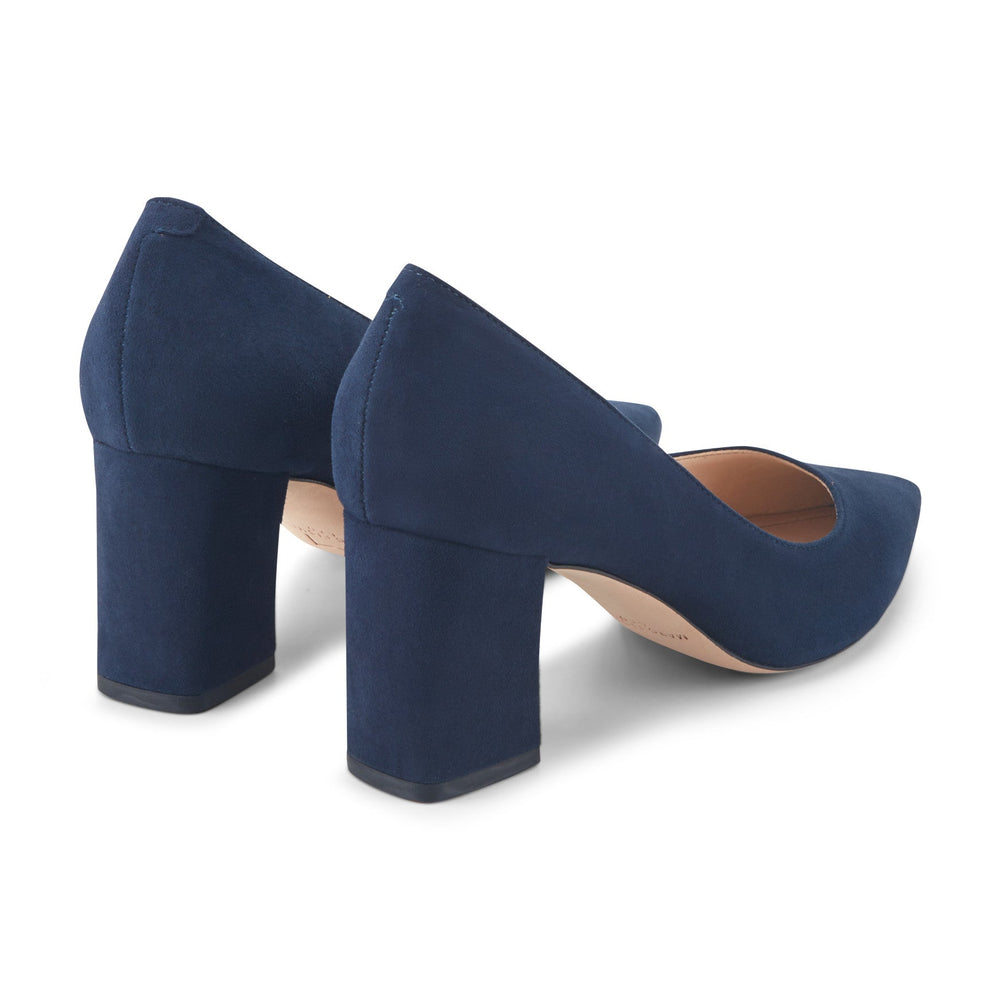 Zala Block Heel Pointy Toe Pump - NAVY SUEDE / Marc Fisher Sale