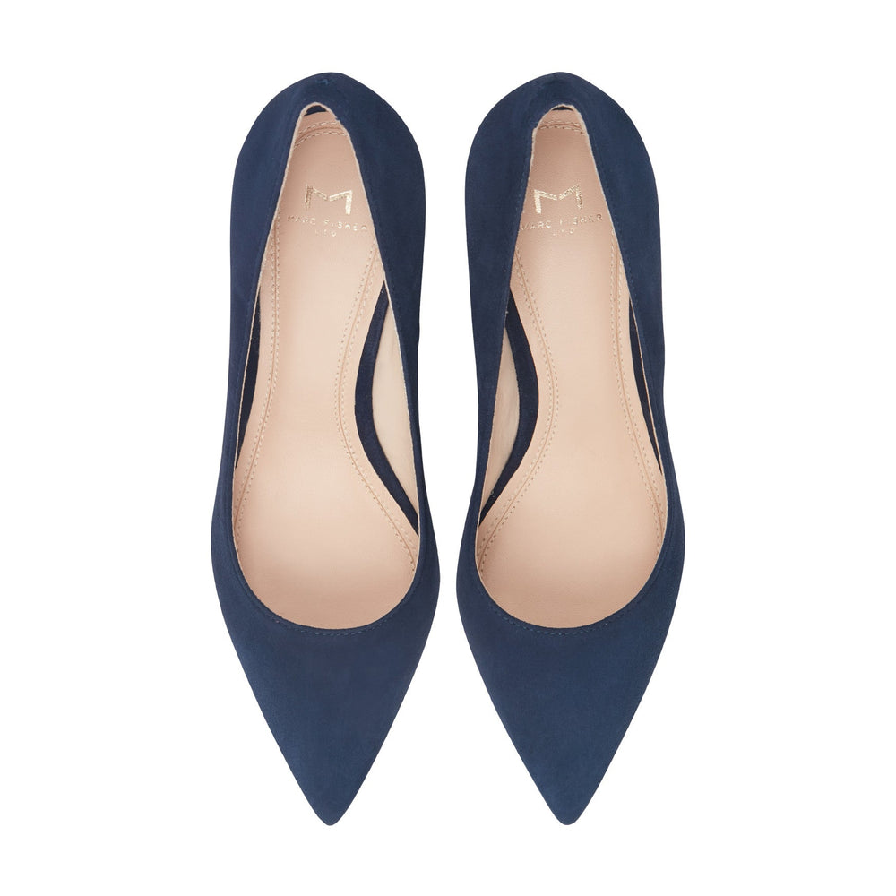 Zala Block Heel Pointy Toe Pump - NAVY SUEDE / Marc Fisher Sale