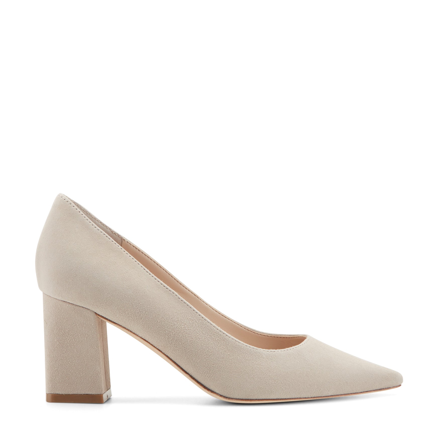 Zala Block Heel Pointy Toe Pump - Natural Suede / Marc Fisher Outlet