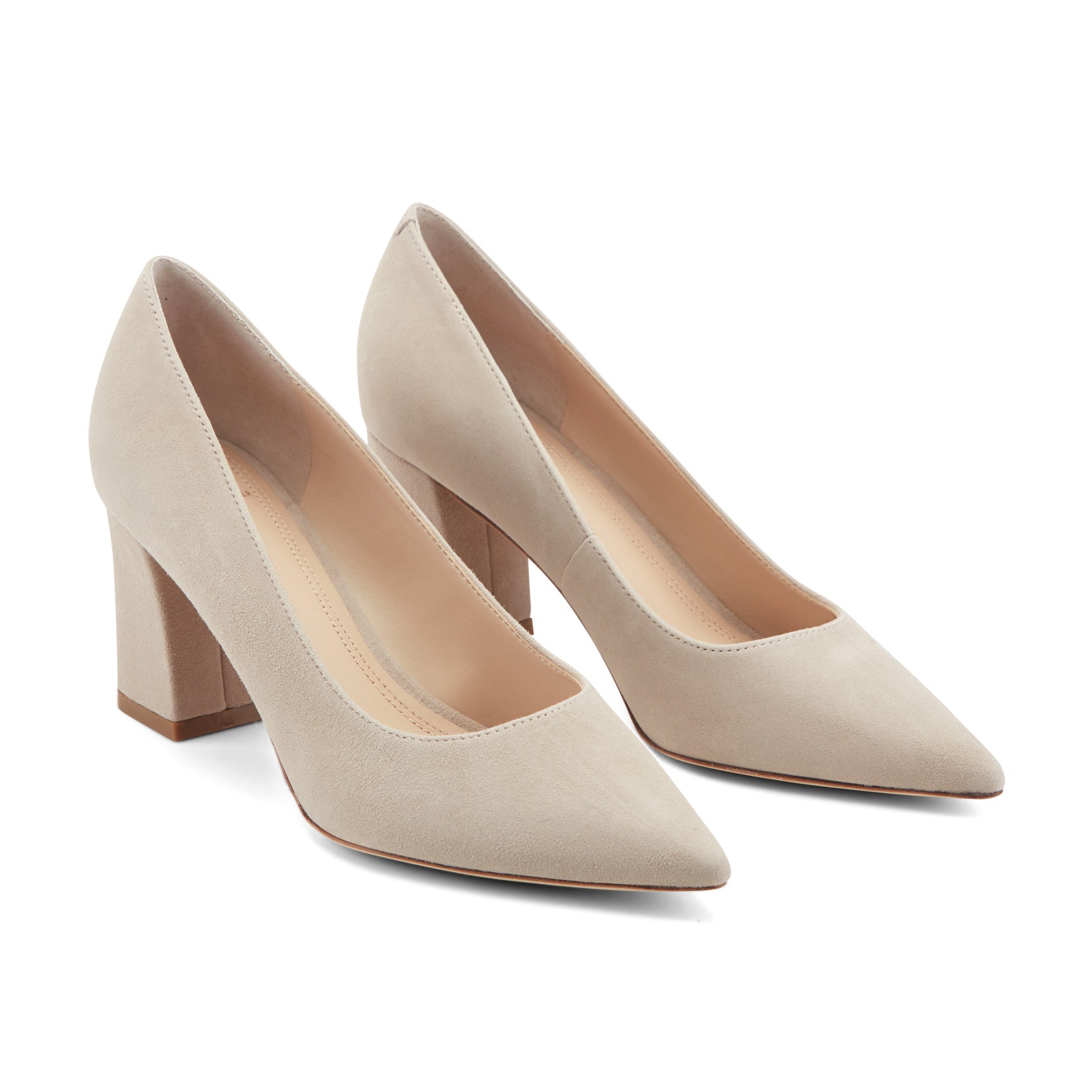Zala Block Heel Pointy Toe Pump - Natural Suede / Marc Fisher Outlet