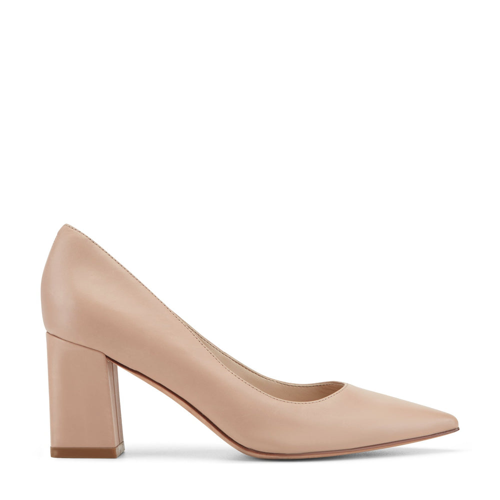 Zala Block Heel Pointy Toe Pump - Light Natural Leather / Marc Fisher US