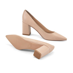 Zala Block Heel Pointy Toe Pump - Light Natural Leather / Marc Fisher US