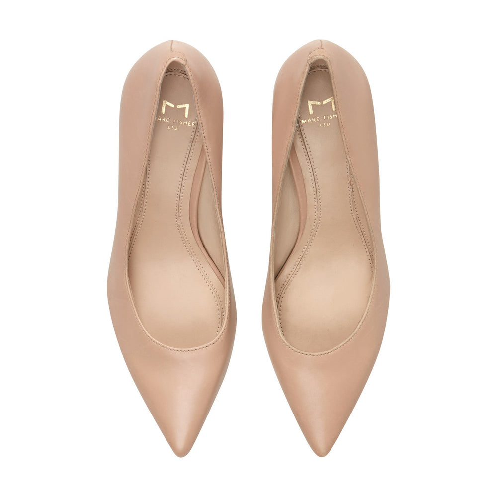 Zala Block Heel Pointy Toe Pump - Light Natural Leather / Marc Fisher US